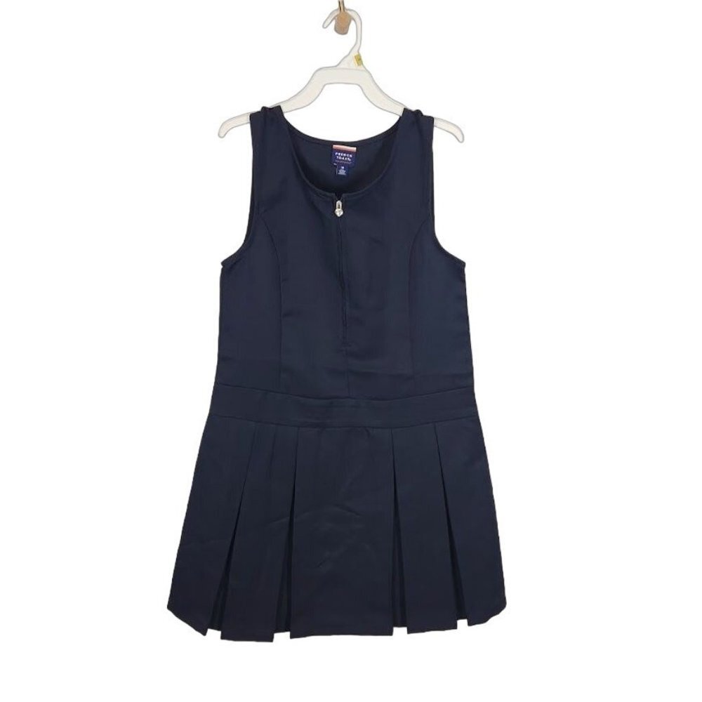 French Toast Girls Zipper Front Jumper Uniform Dress in Navy Blue - Size 14